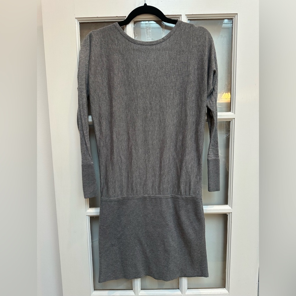 White House Black Market Wool Gray Long-Sleeve Drop Waist Knit Dress Size S